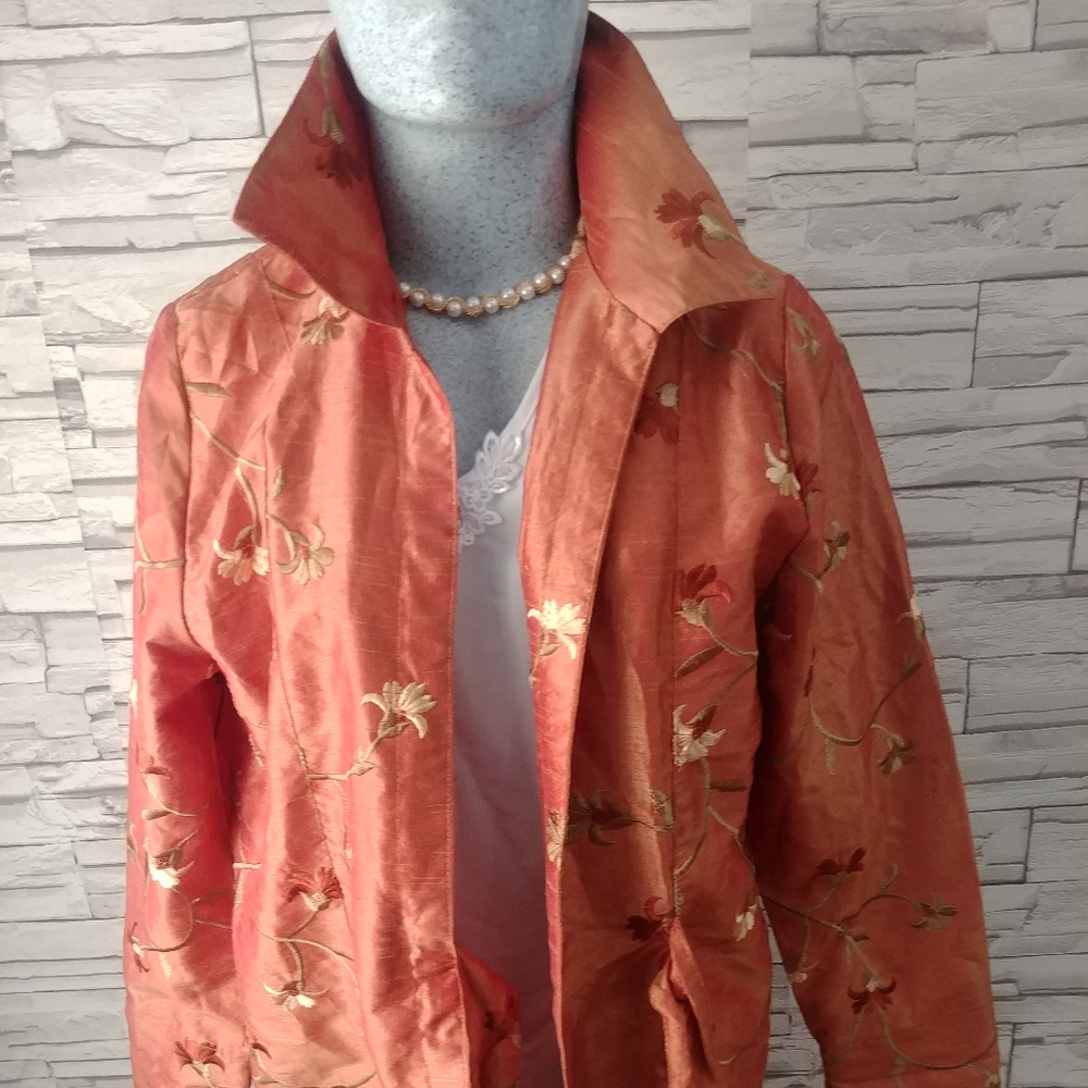 Berny Floral Orange LongSleeves Blouse/Blazer Sz S